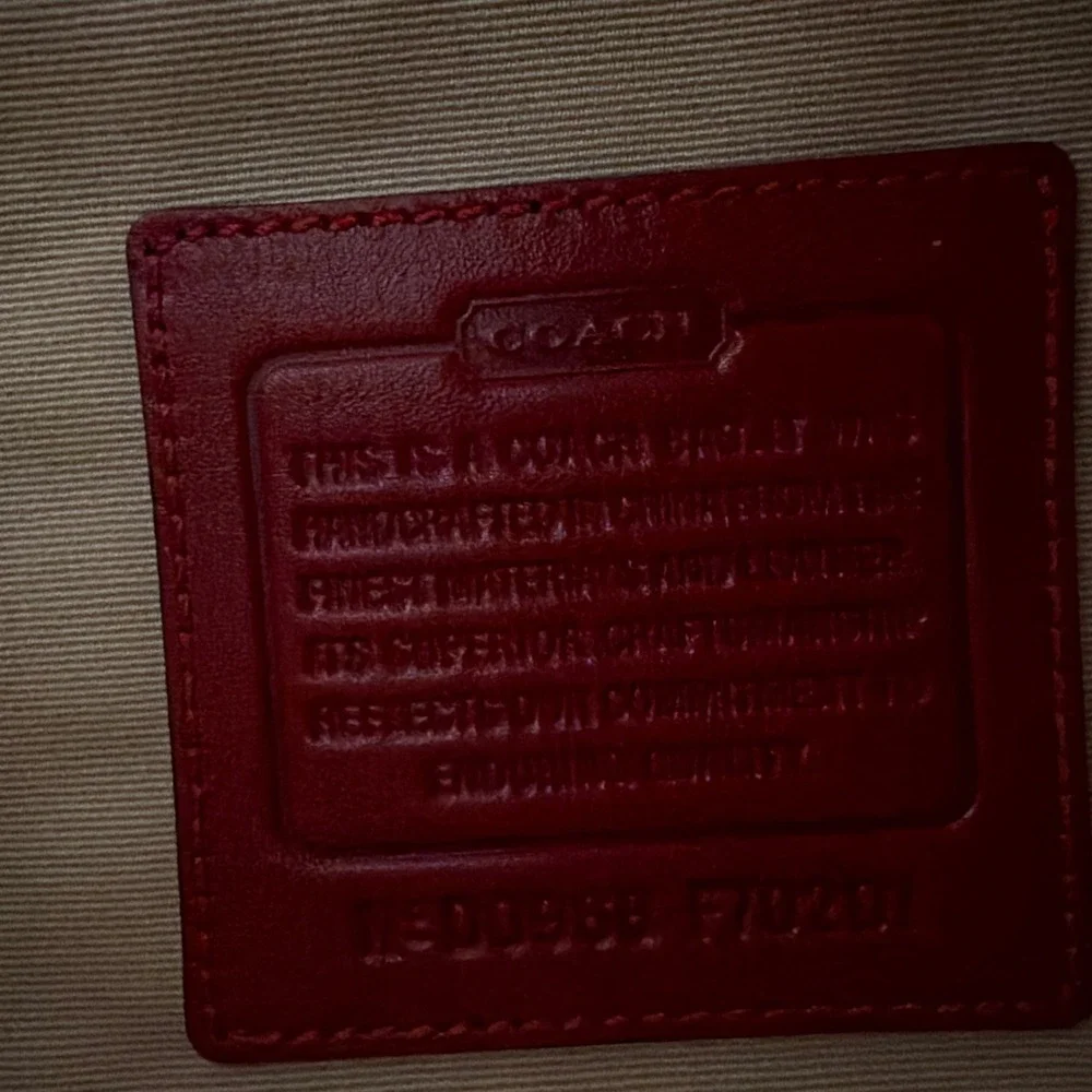 COACH Voyager Red & Tan Canvas‎ /Leather Messenger Laptop Bag School Work Travel